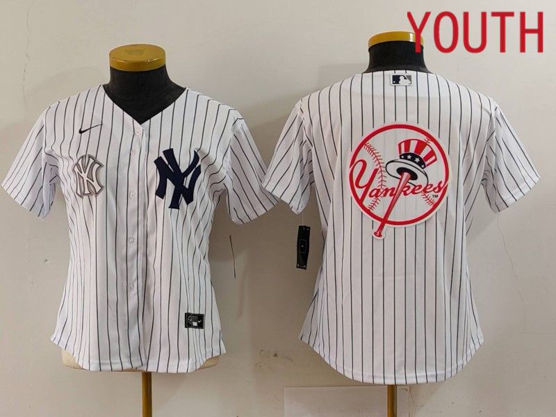 Youth New York Yankees Blank White stripe Game 2024 Nike MLB Jersey style 18->youth mlb jersey->Youth Jersey